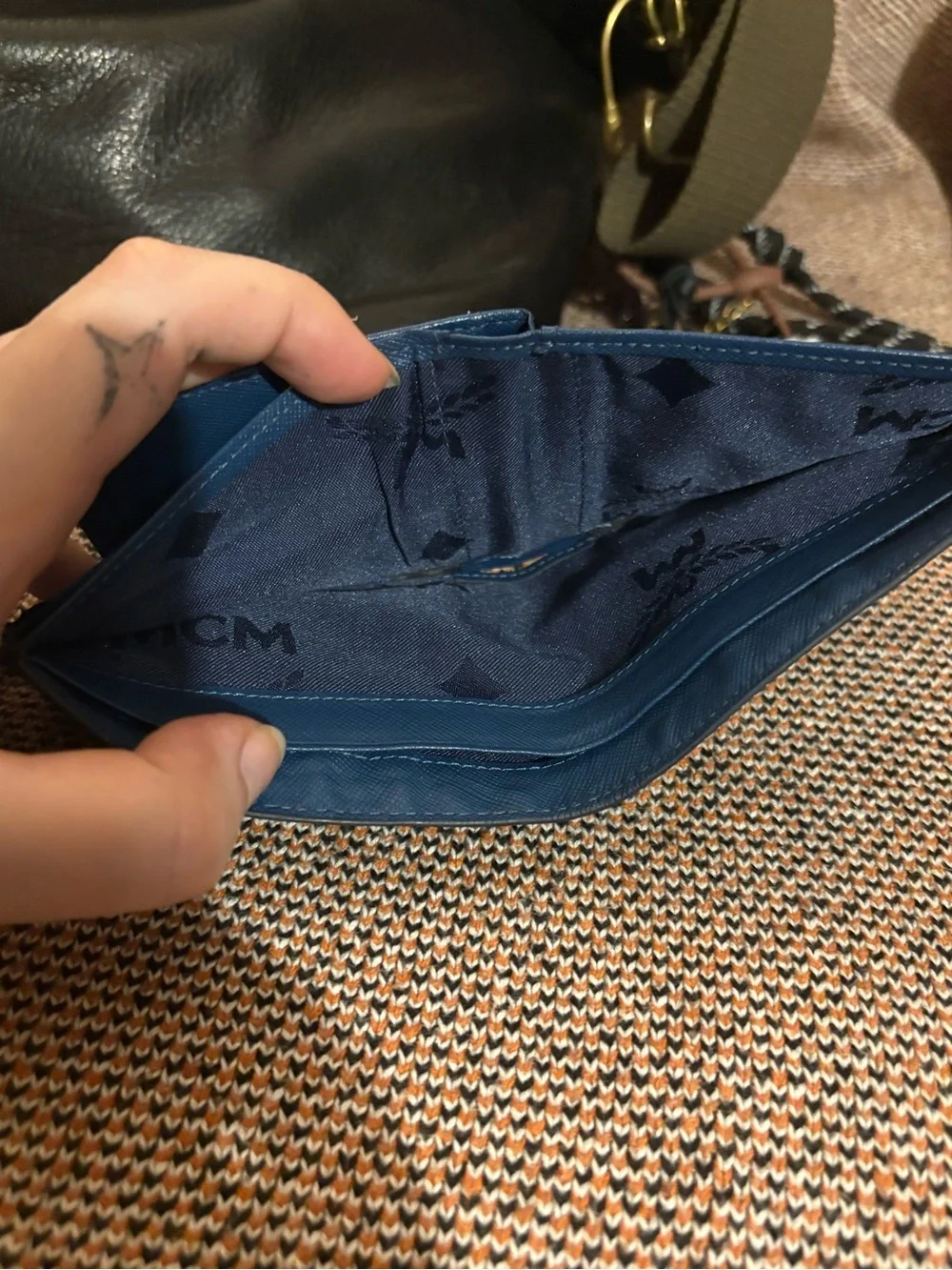 MCM Monogram Embossed Leather Trifold Wallet